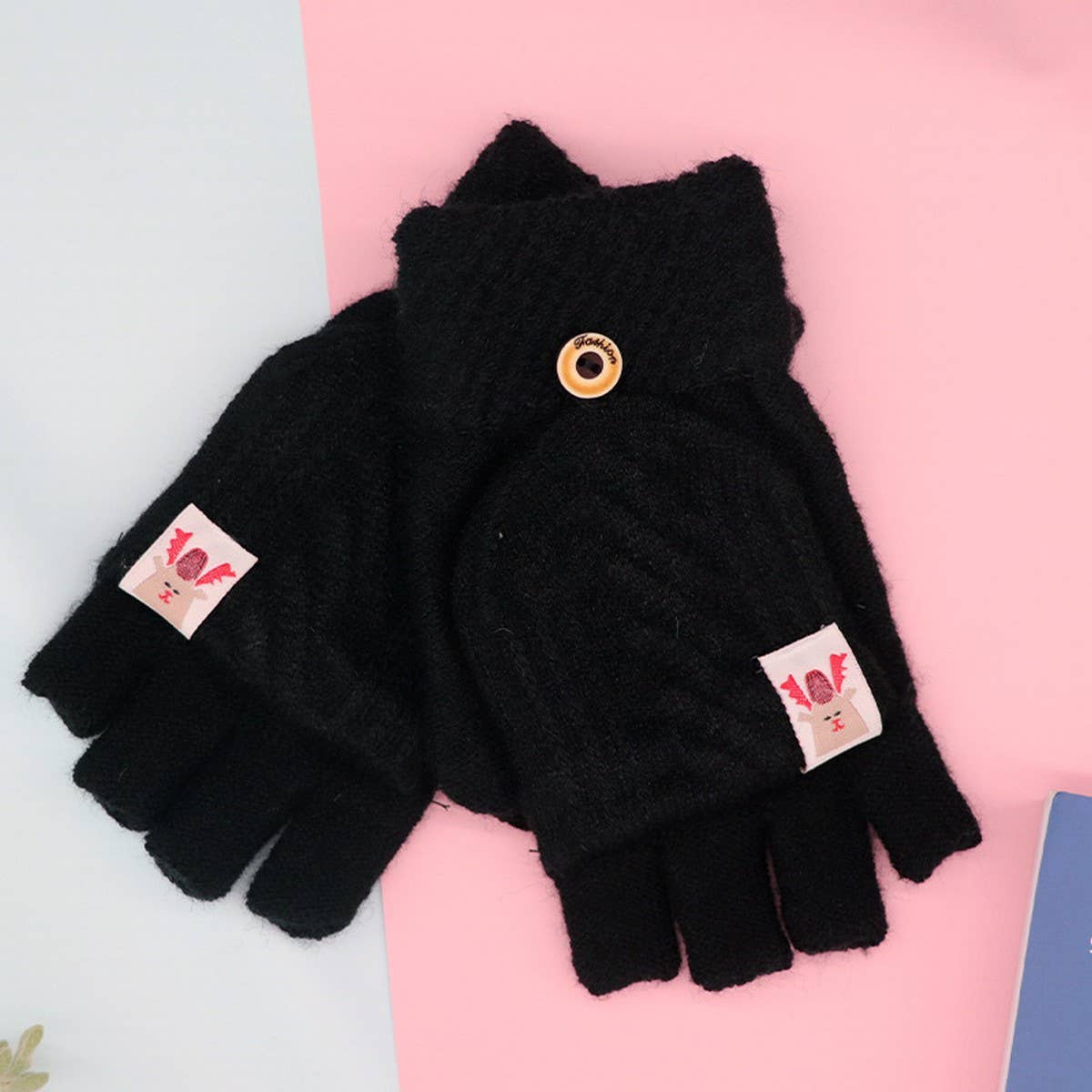 HALF FINGER FLAP KNITTED WARM GLOVES_CWAG0168