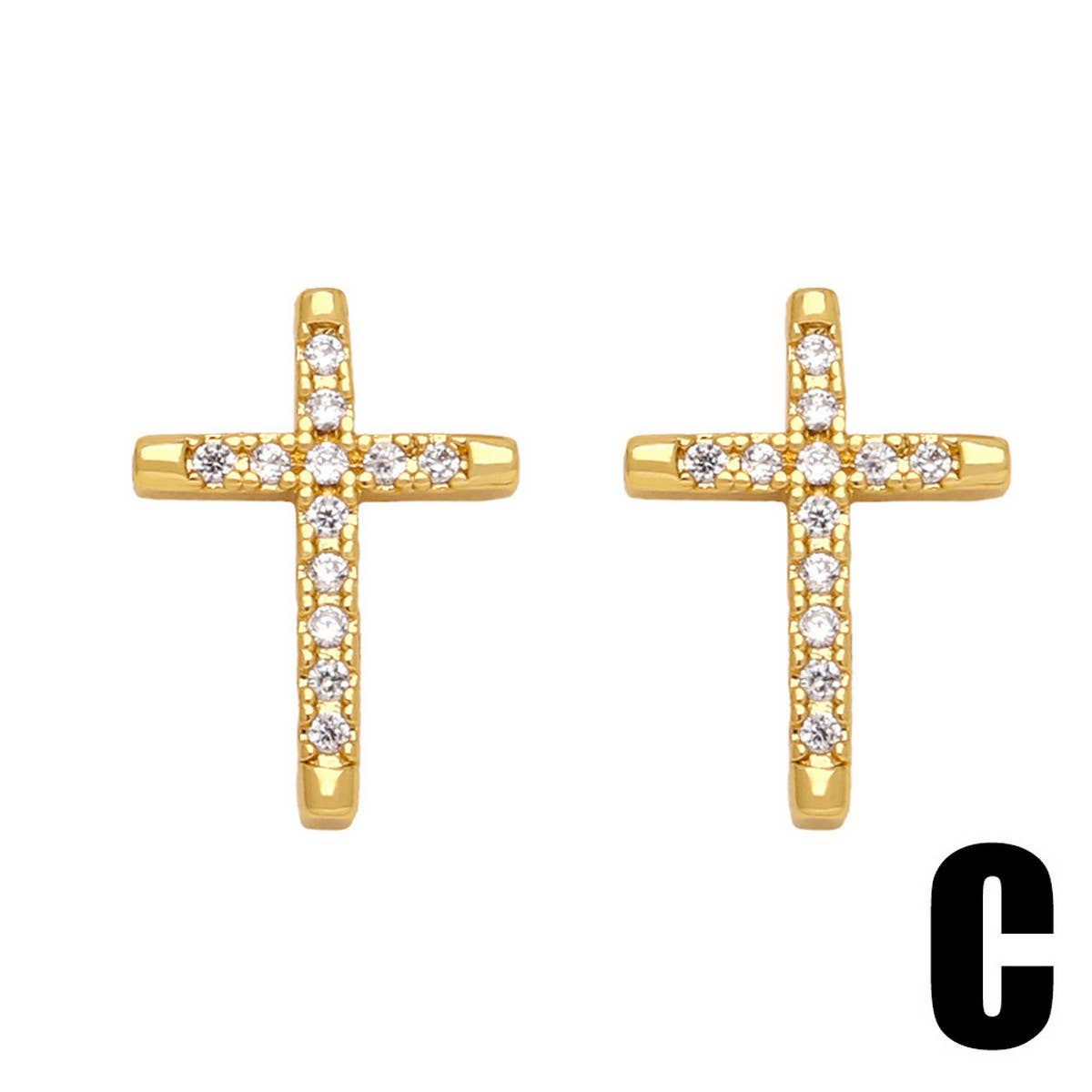 COLORED ZIRCON CROSS EARRINGS