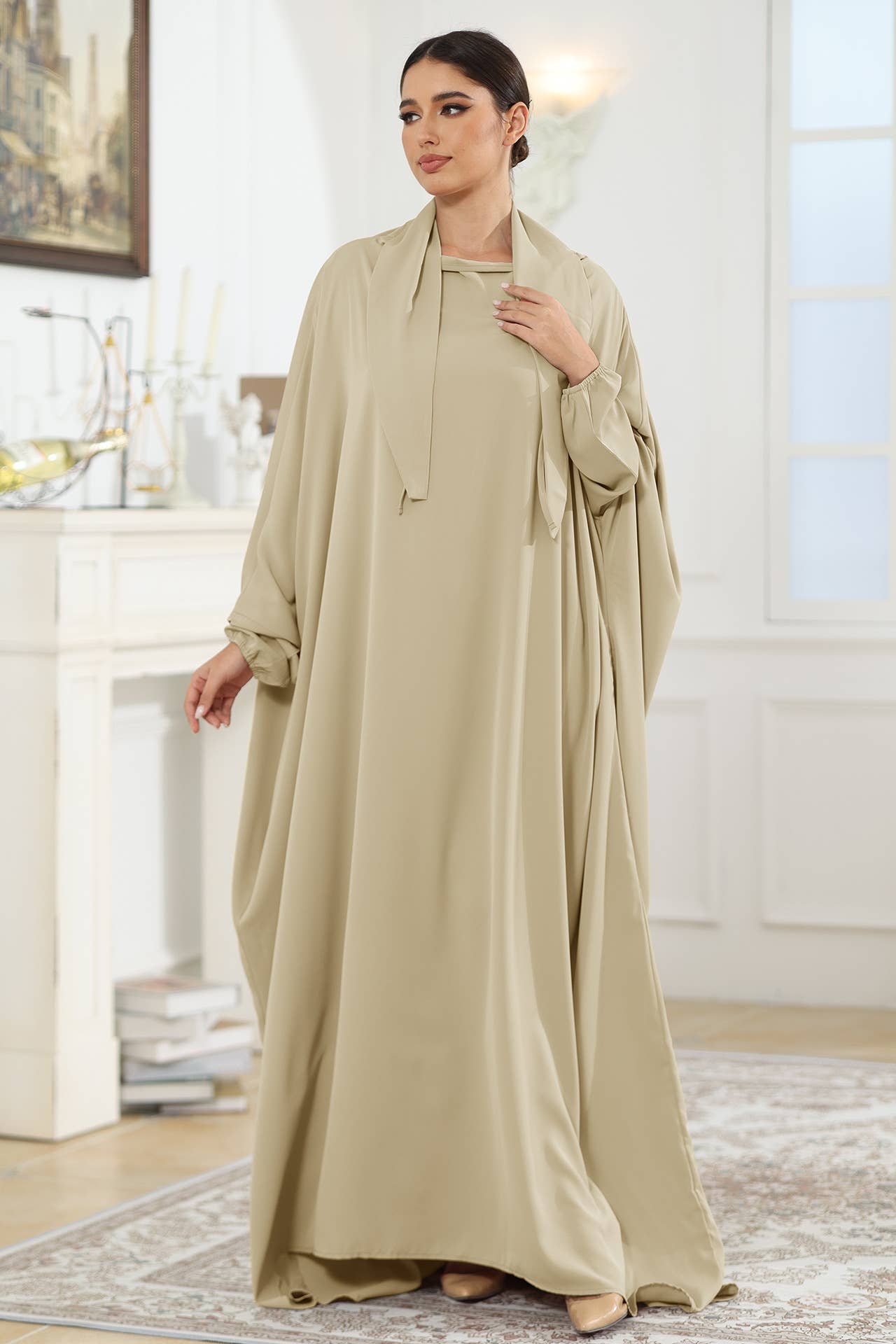 SATIN LACE ARABIC STYLE LOOSE DRESS