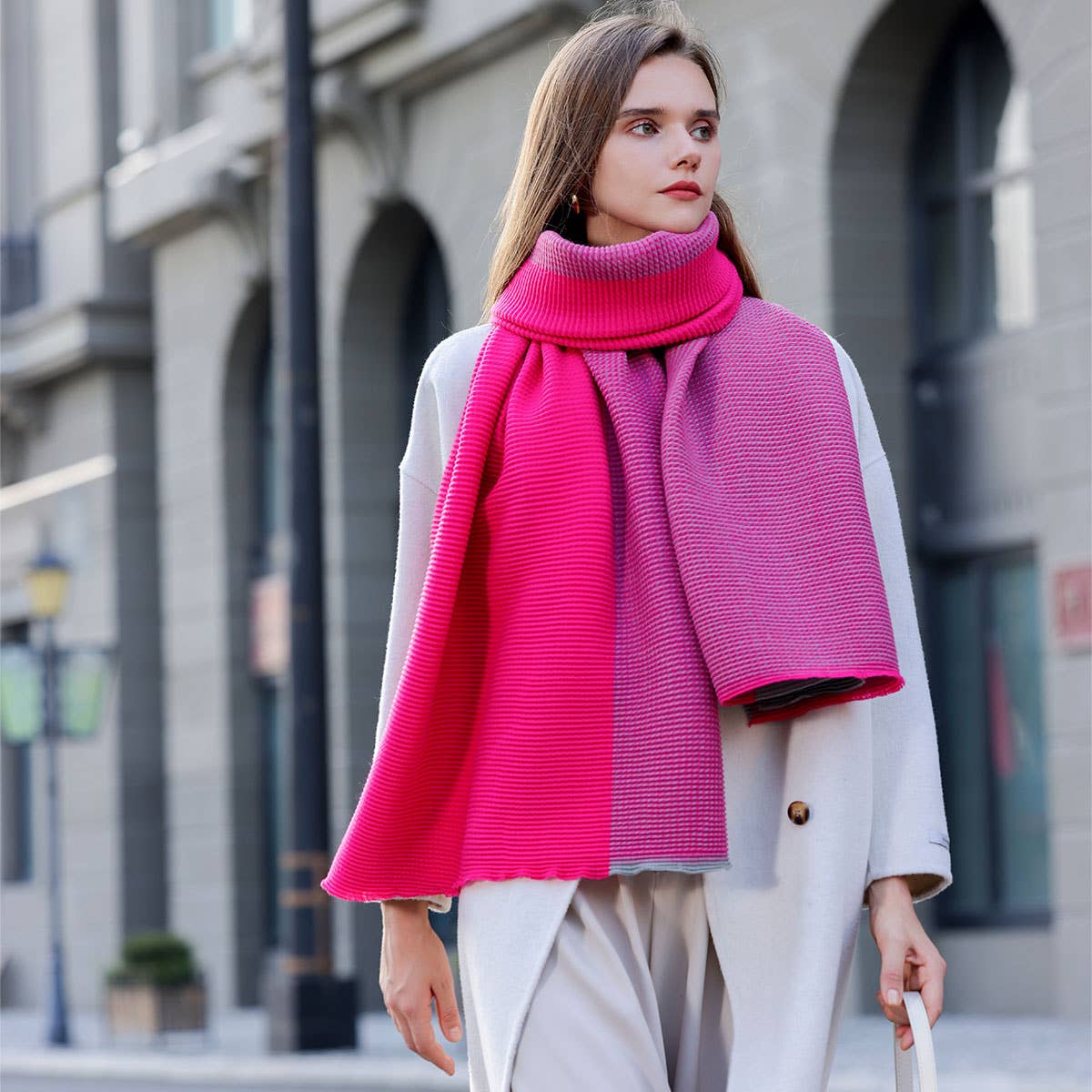 Double-Sided Crinkle Scarf - Elegant Winter Wrap