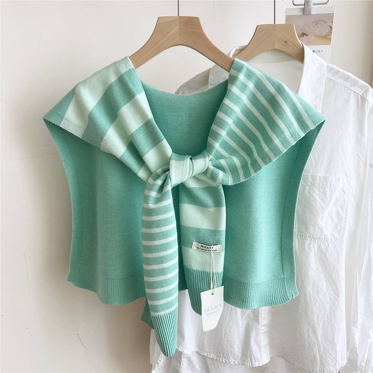 Striped Knit Shawl ??Neck & Shoulder Wrap_CWASC0843