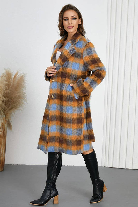 CWOCO0945_TIE-TIE LAPEL PLAID CONTRAST COLOR TWEED COAT