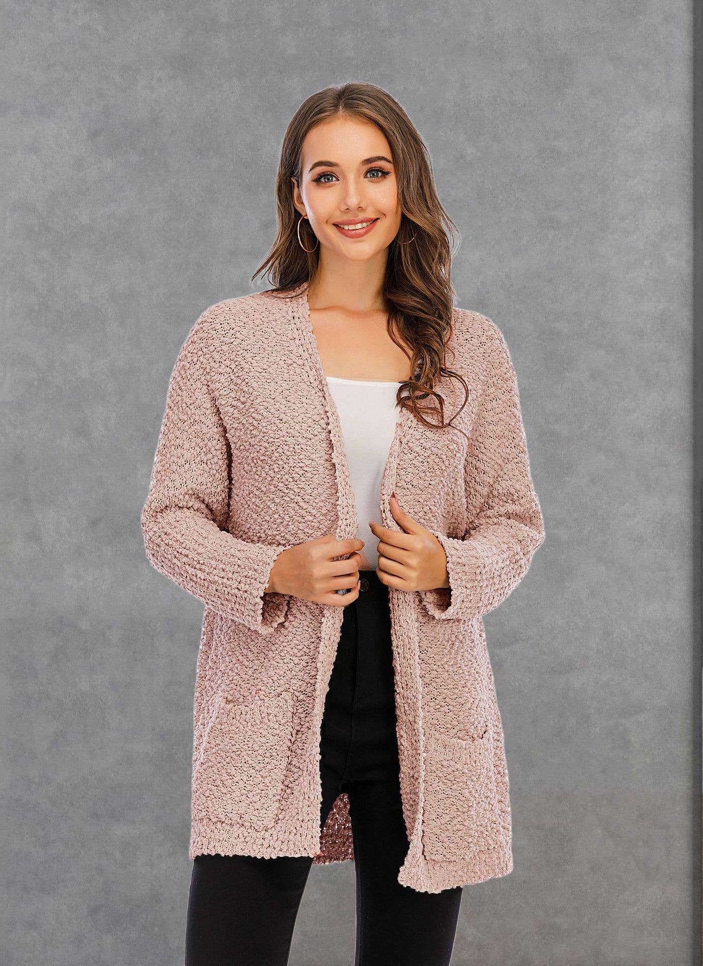 CWOSWL1044_Long Sleeve Open Front Long Cardigan Sweater