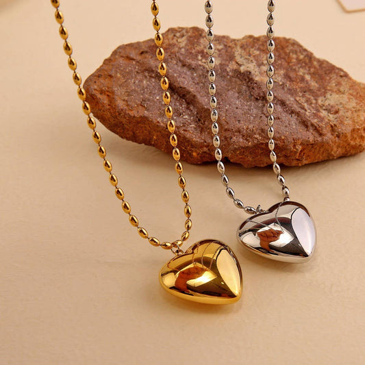 Modern Stainless Steel Heart Pendant Necklace