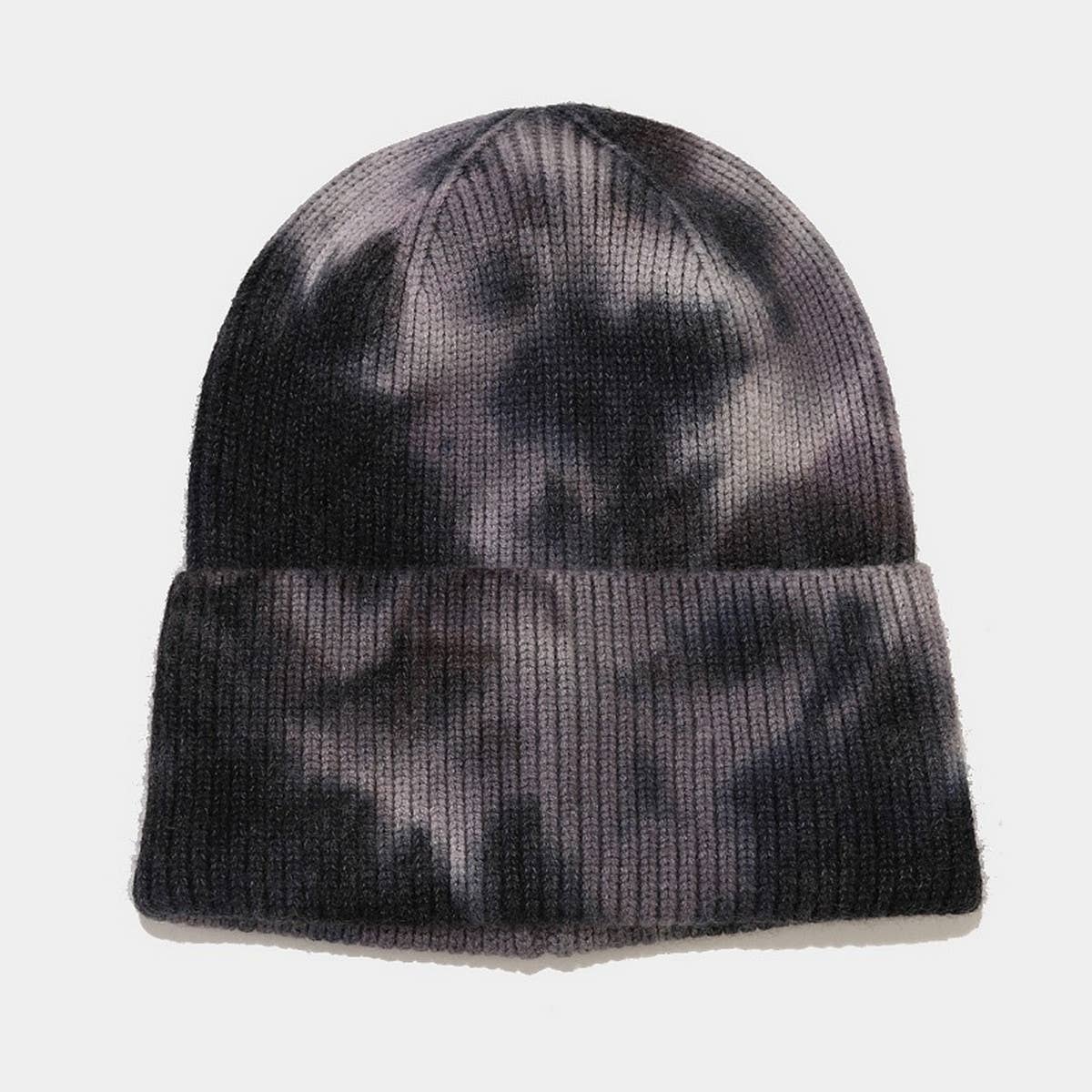 OUTDOOR WARM CURLED EDGE TIE-DYE KNITTED HAT_CWAH1593