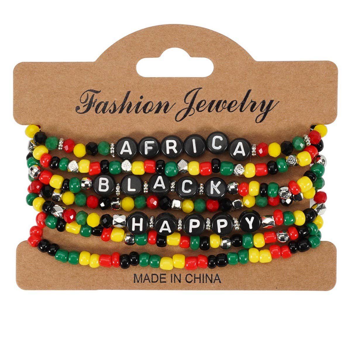 CWAJE05710_AFRICAN BOHO BEADED JUNETEENTH STRETCH BRACELET