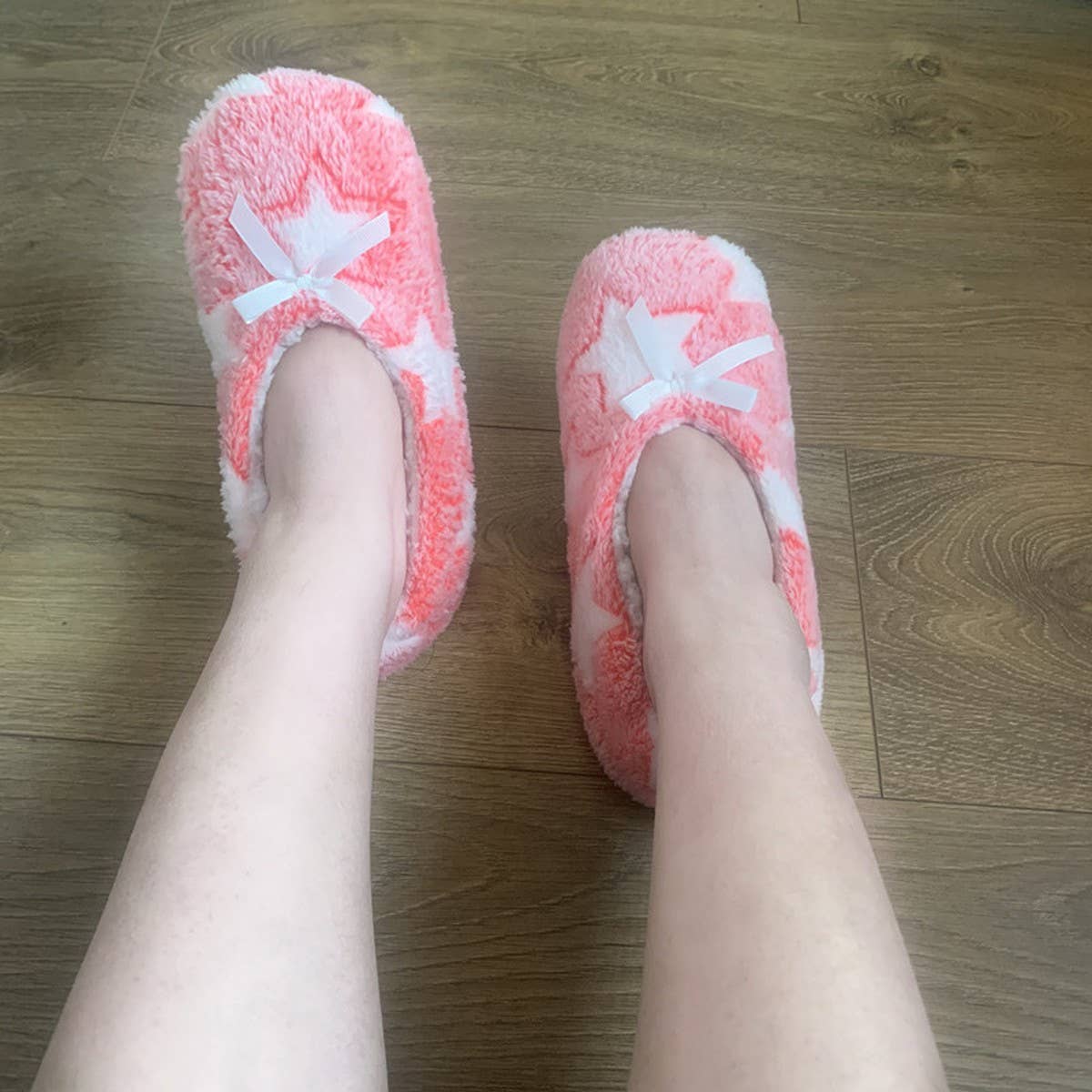 CORAL FLEECE PRINTED SOFT-SOLED SOCKS SLIPPERS