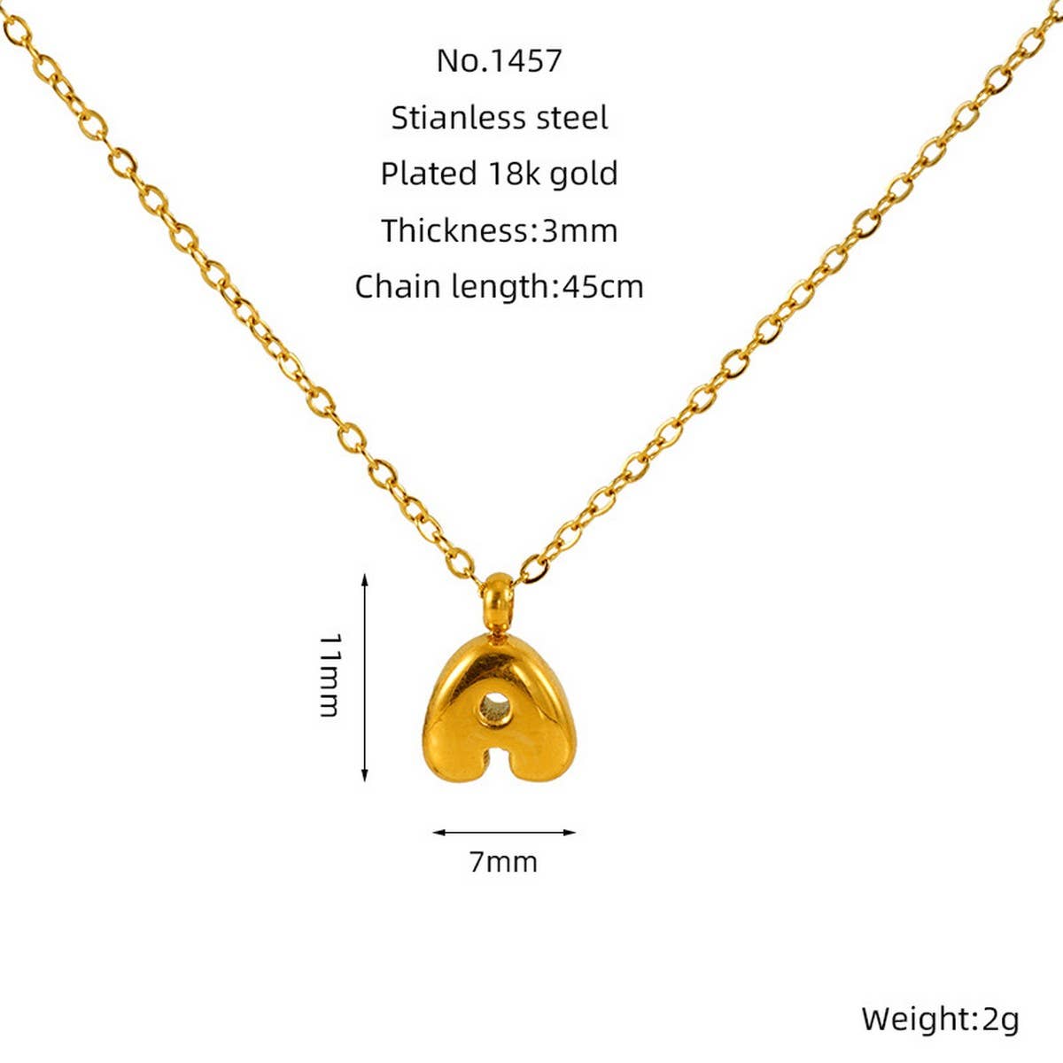 CWAJE1939_Mini Simple Bubble Letter Necklace,Gold