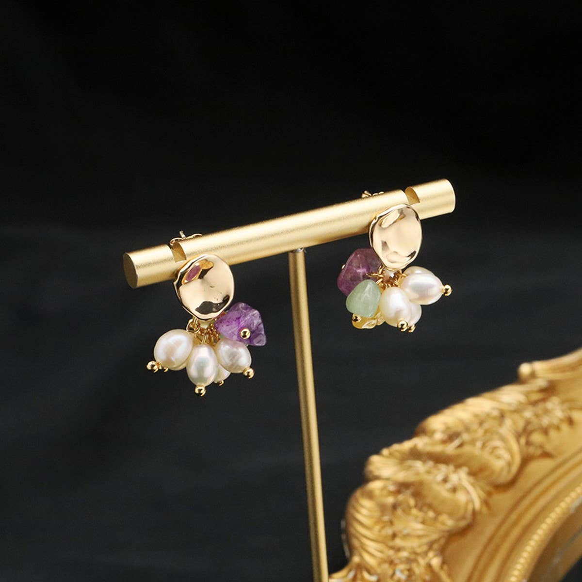 NEW HIGH-END RETRO NATURAL PEARL EARRINGS