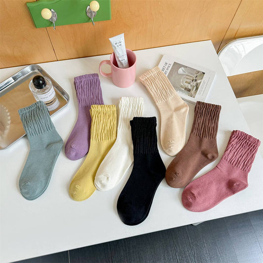 WOMEN SOLID COLOR PILE SOCKS COTTON SOCKS