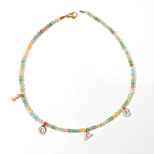 Elegant Handmade Stone Necklace with Steel Pendant