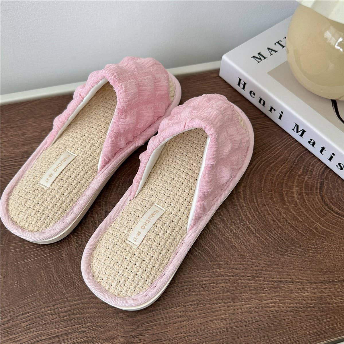 CLOUD PLEATED BUBBLE COTTON LINEN HOME SLIPPERS