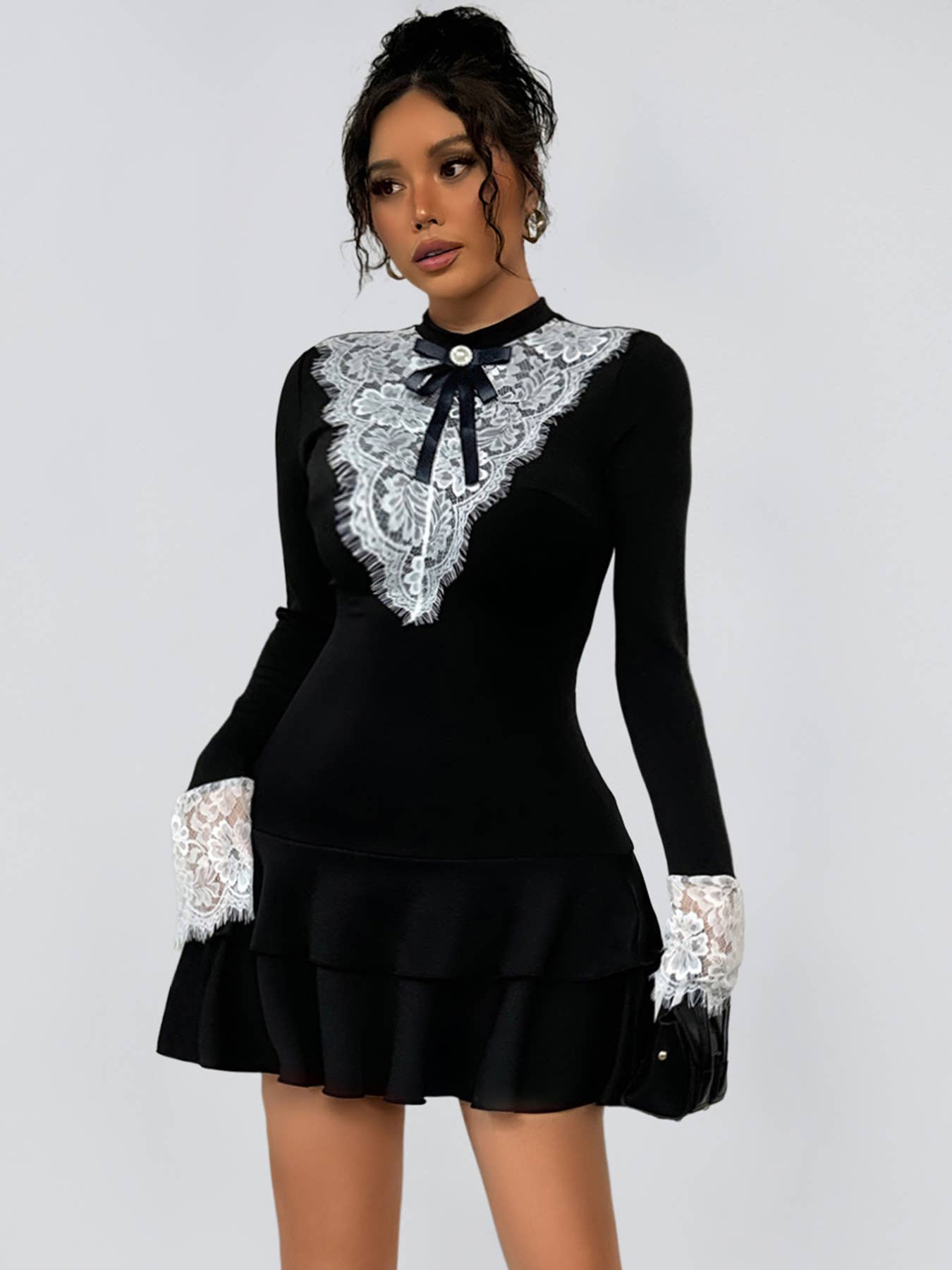 Lace patchwork retro French dress