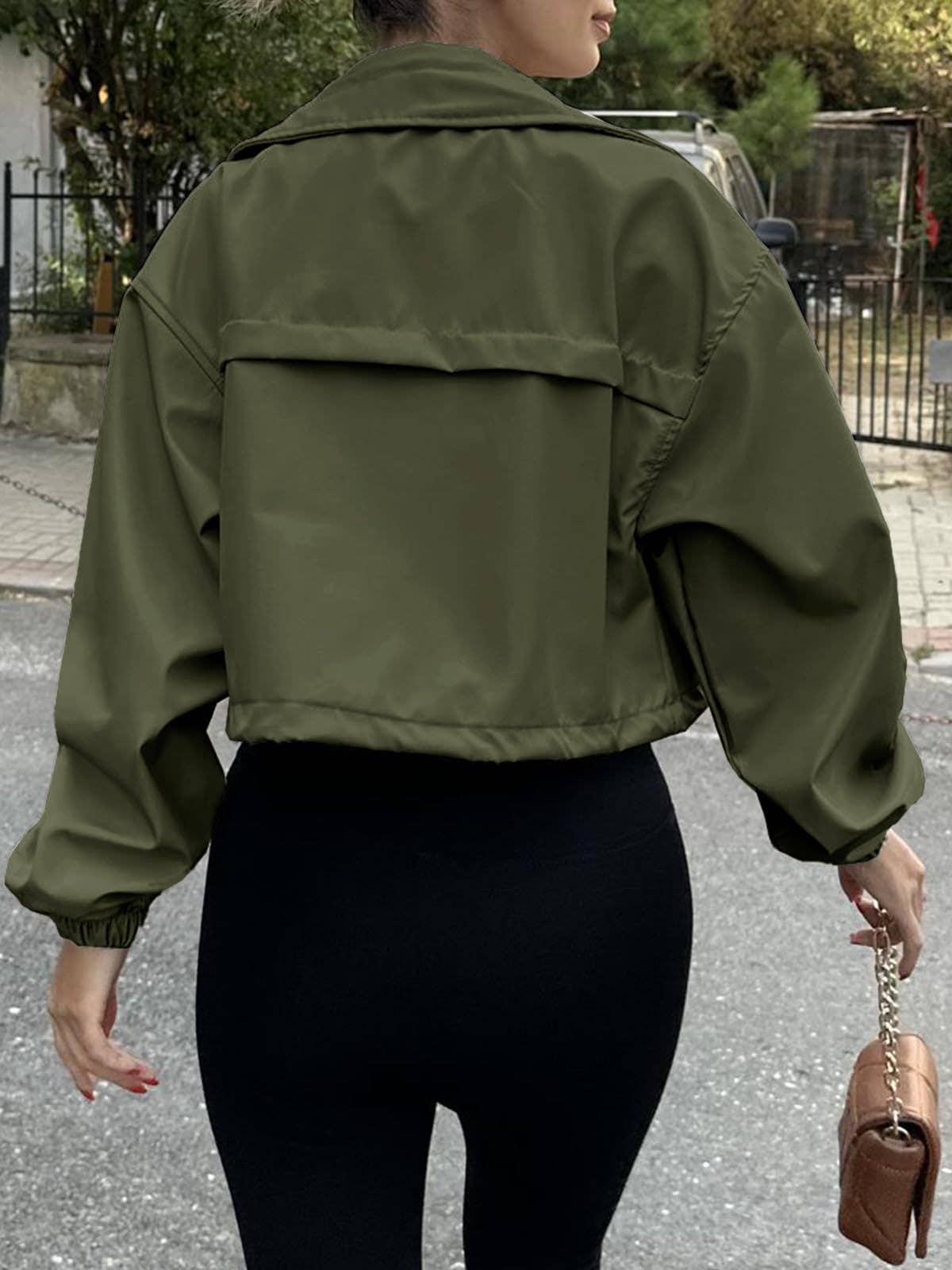 Short large lapel zipper jacket