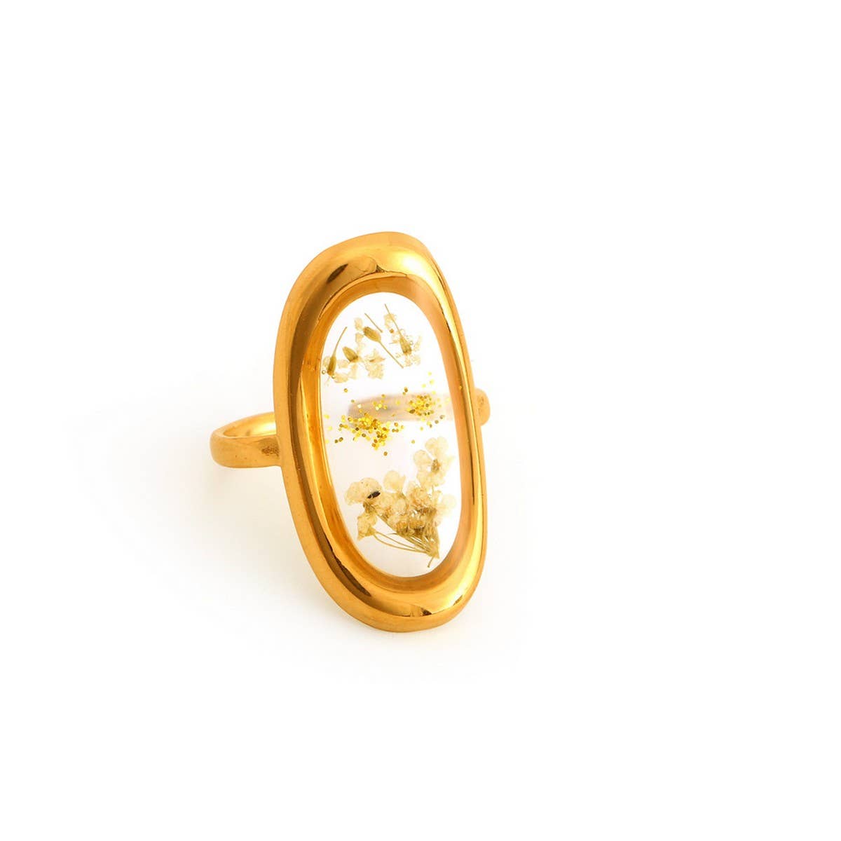 Adjustable Open Ring with Dried Flowers,Multi Color_CWMM8929
