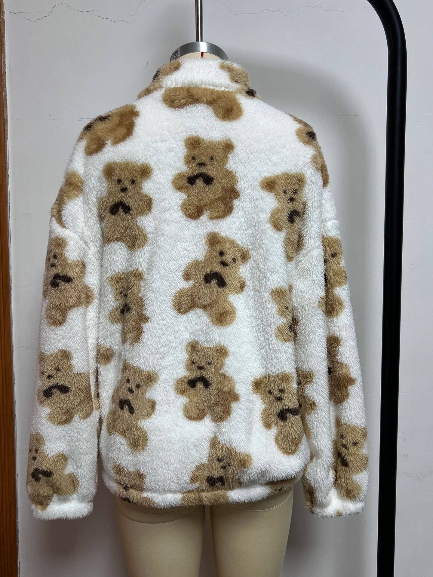 Little bear printed polar fleece warm coat