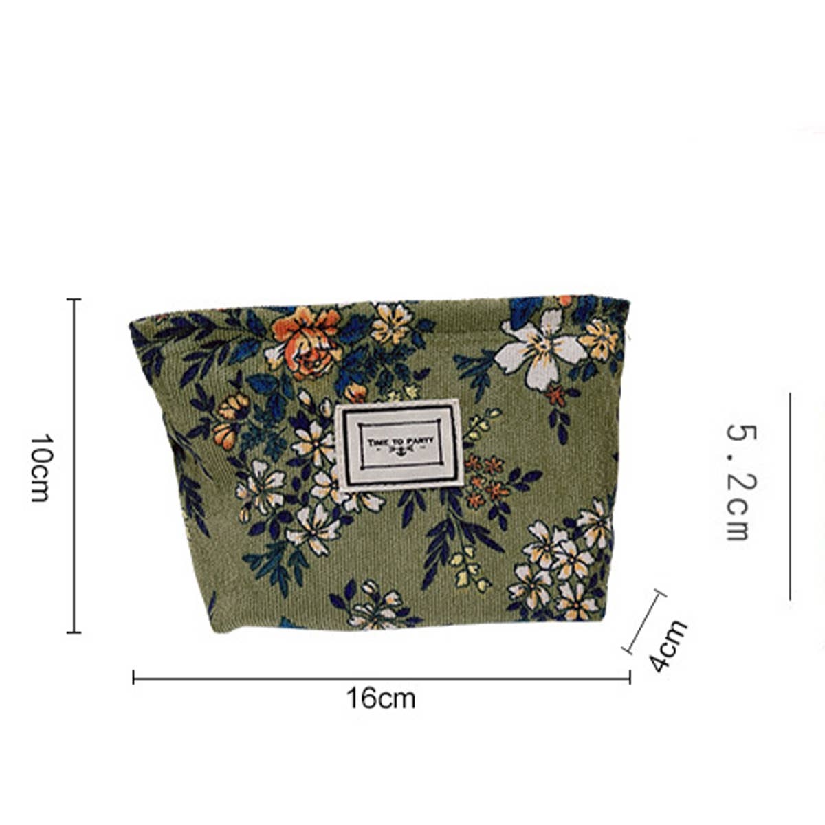 CORDUROY FLOWER PATTERN ZIPPER MAKEUP BAG_CWAB1219