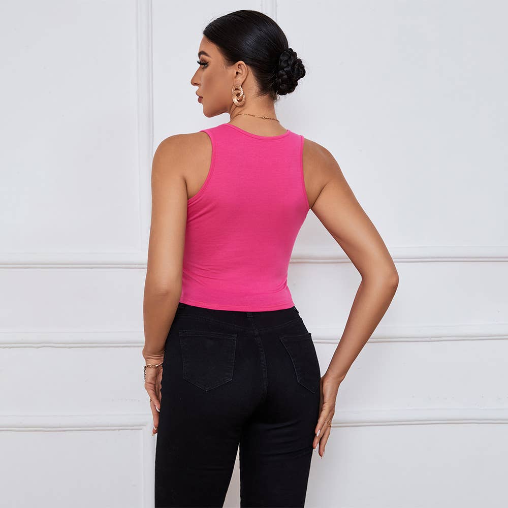 V-neck, slim, short knitted sleeveless vest