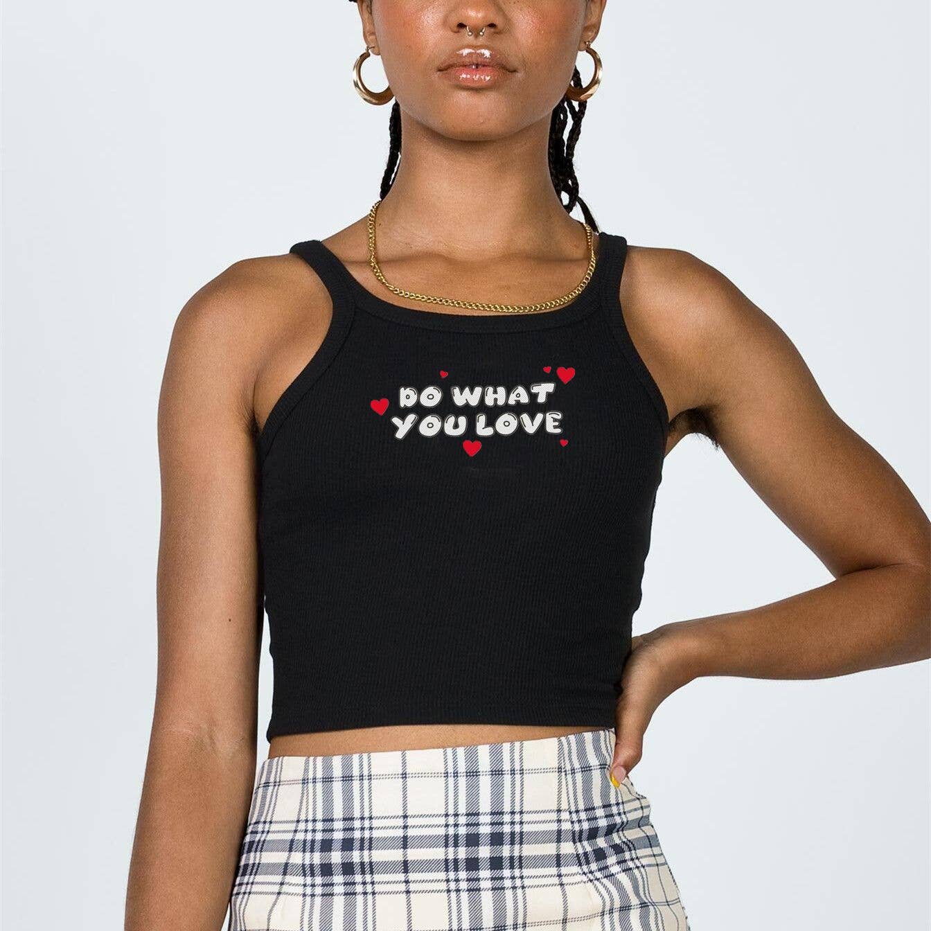 INS style letter print slim fit crop cami top