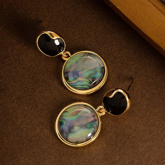 SIMPLE ABALONE EARRINGS SILVER NEEDLE EARRINGS