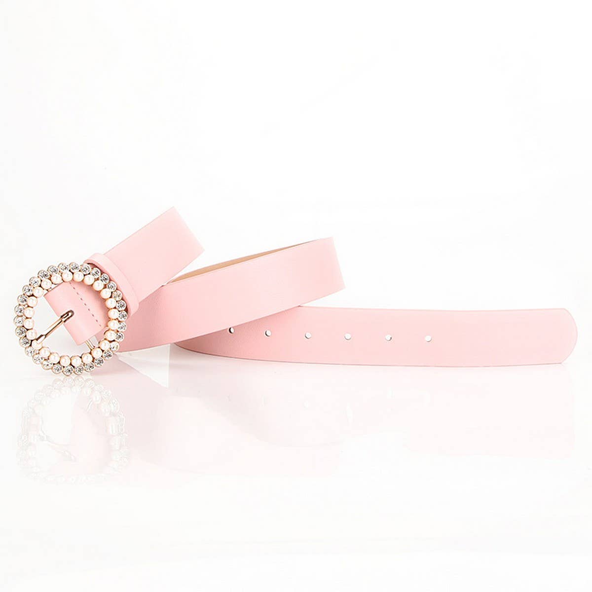 CLASSIC VINTAGE ROUND RHINESTONE PEARL BUCKLE BELT_CWABE0400