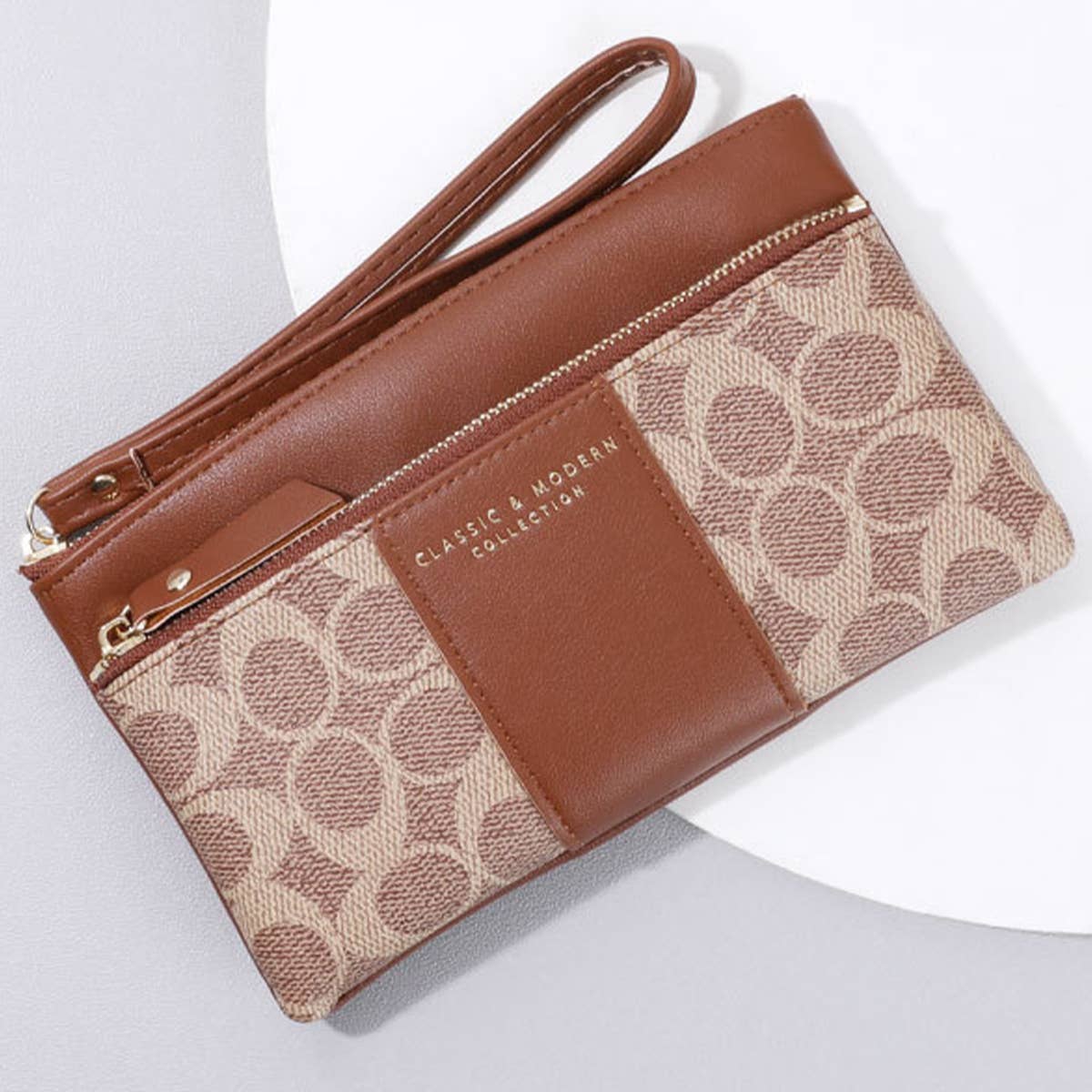 RETRO PRINTED LARGE CAPACITY ZIPPERED WALLET_CWAB1658