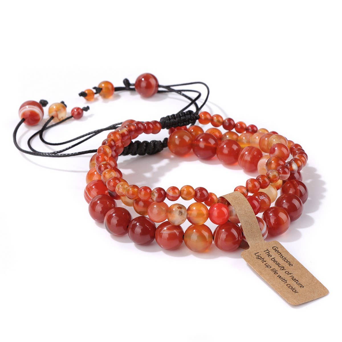 CWAJE4234_NATURAL STONE BEADS BRAIDED THREE-PIECE BRACELET