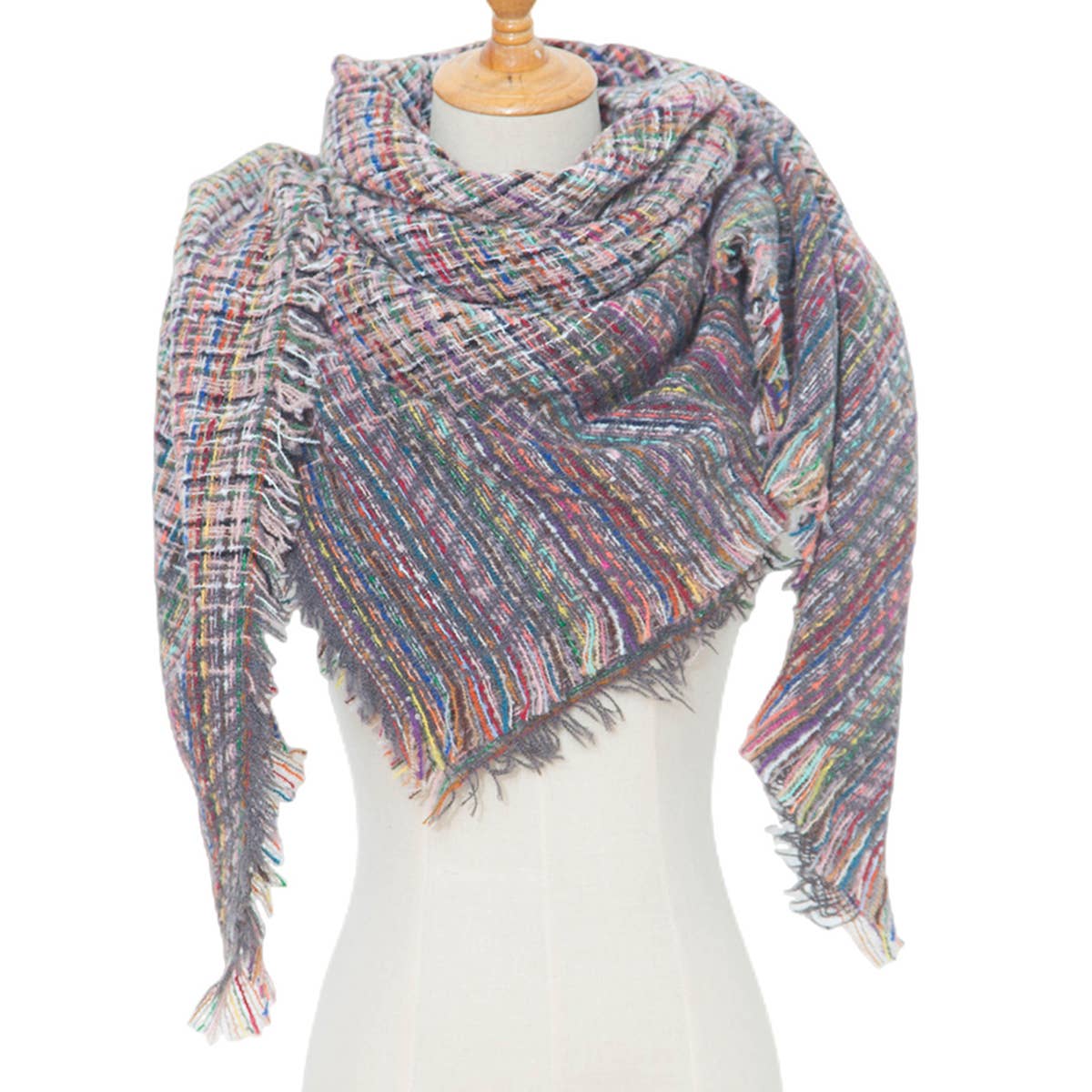 Plaid Circle Scarf - Fall/Winter Woven Wrap_CWASC0156