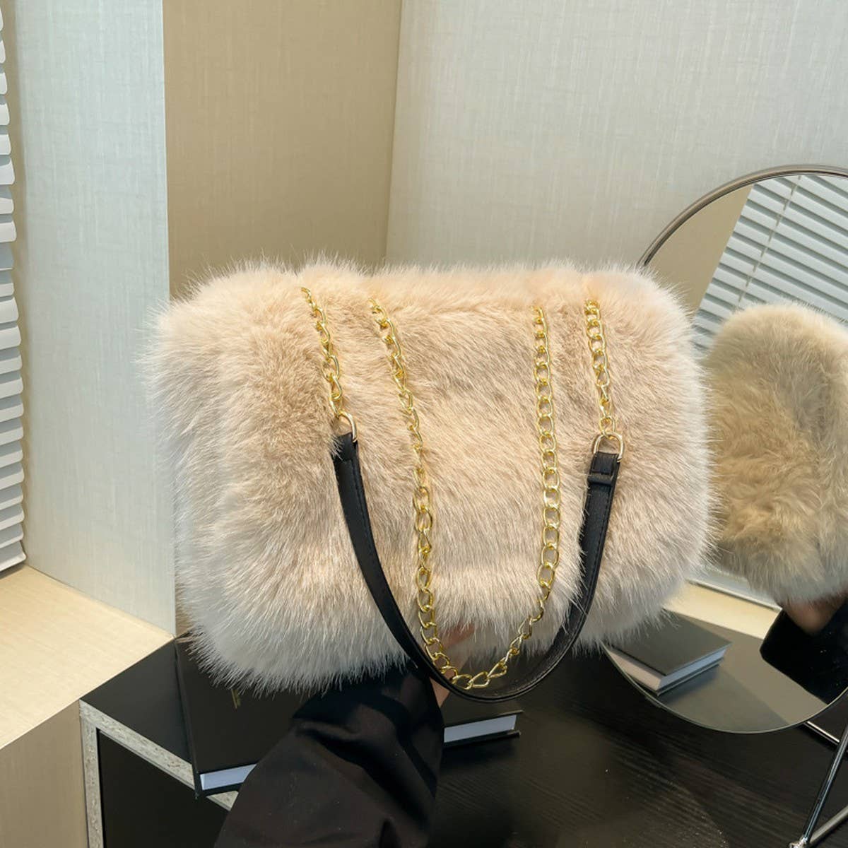 Plush Tote Bag Women Large Capacity Shoulder_CUAB00546