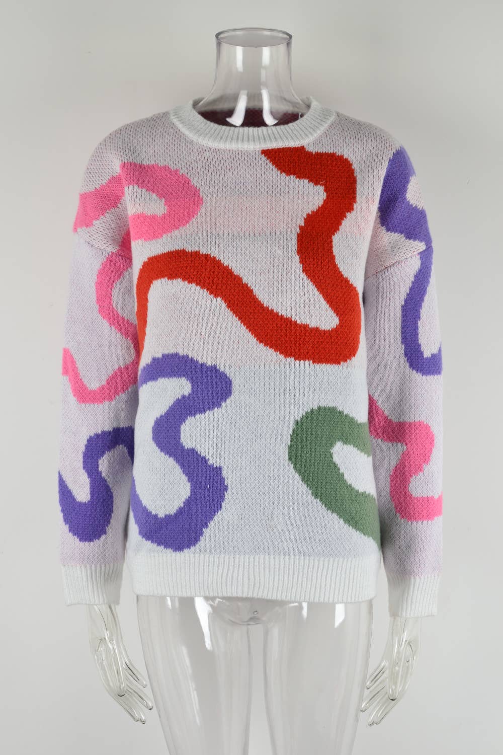 STYLISH CREW NECK SWEATER GEOMETRIC SWEATER