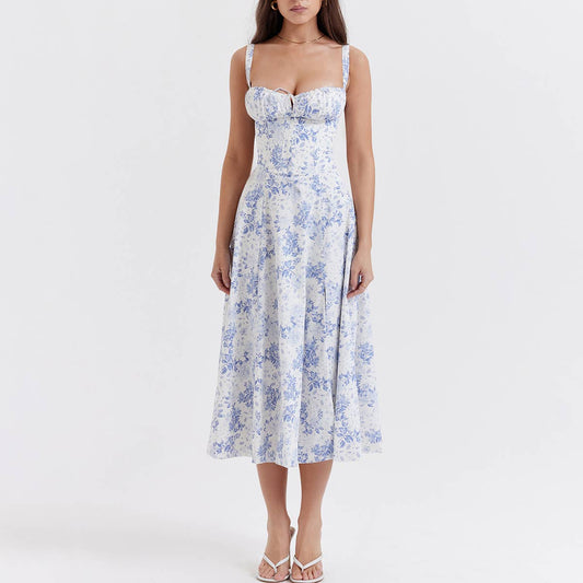 SLIT MIDI DRESS WITH PLEATED STRAPPY SLIP DRESS