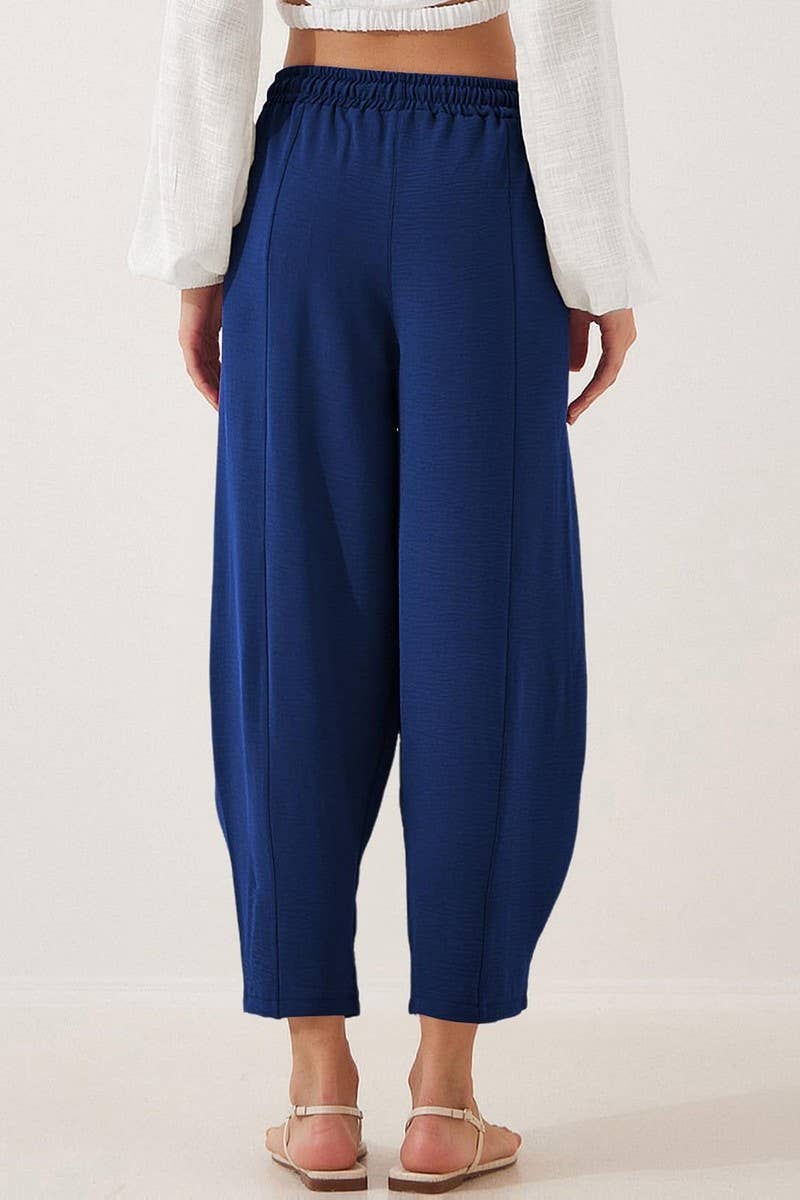 CWBLP1851_HIGH WAIST LOOSE DRAWSTRING POCKET TROUSERS