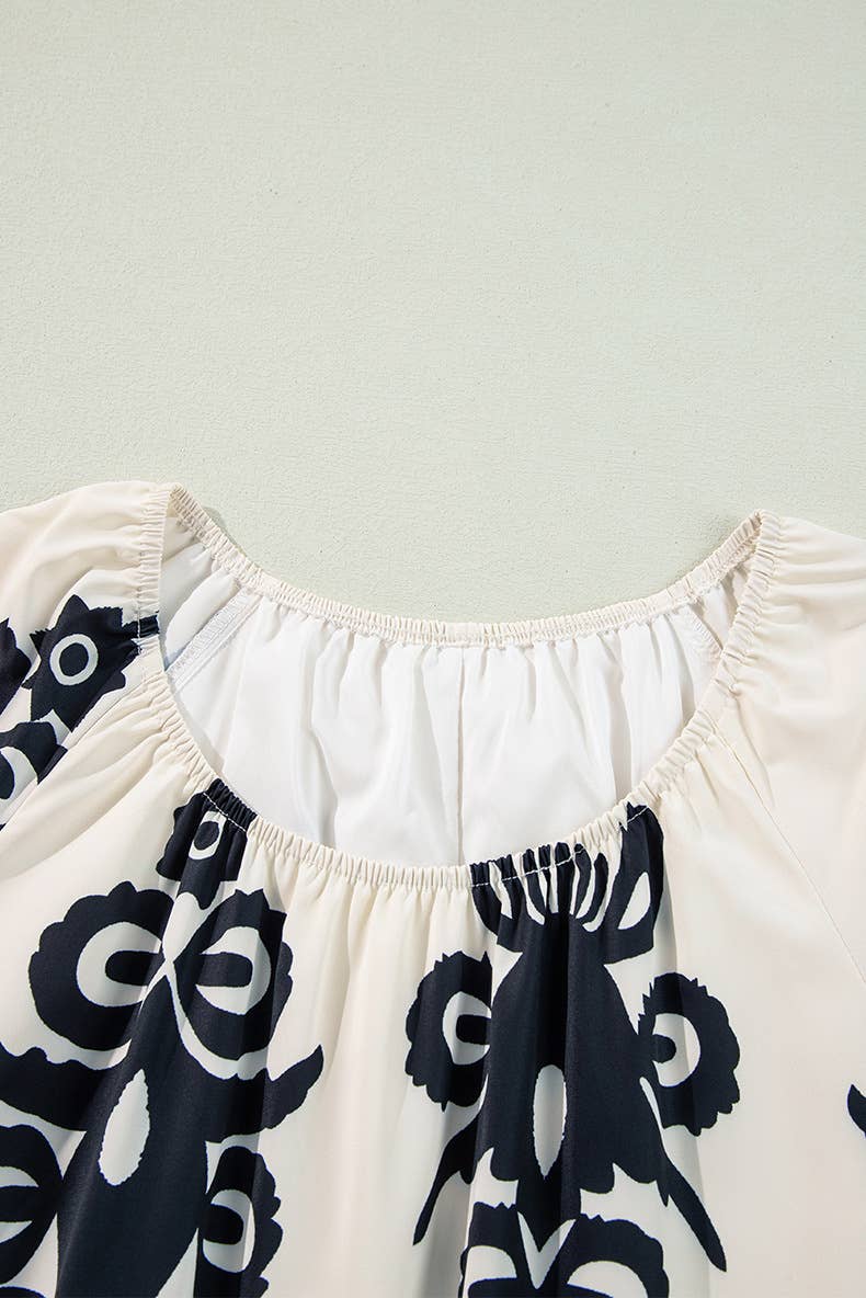 Loose straight leg vintage geometric print dress