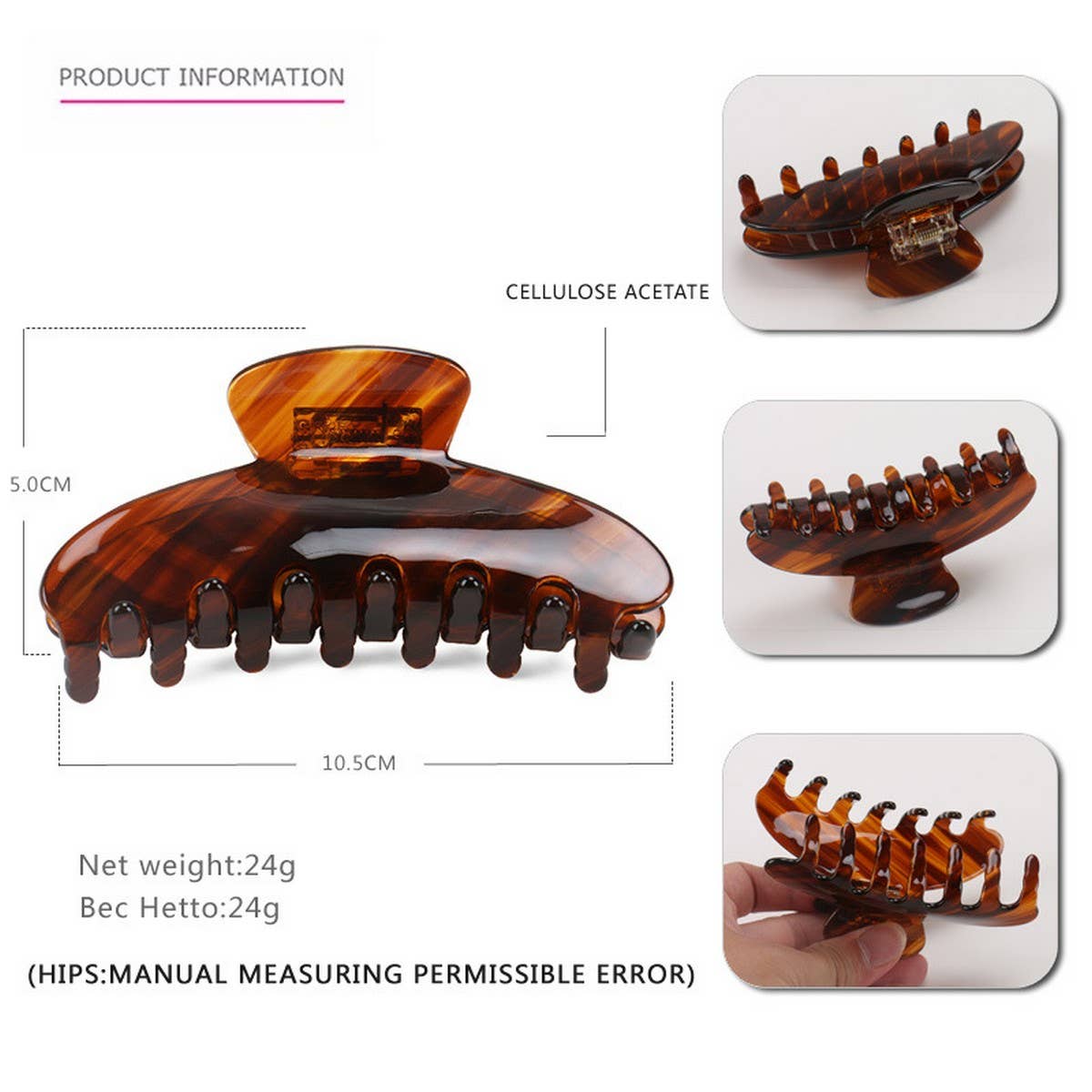 Large Acetate Shark Hair Claw, INS Style Bun Clip