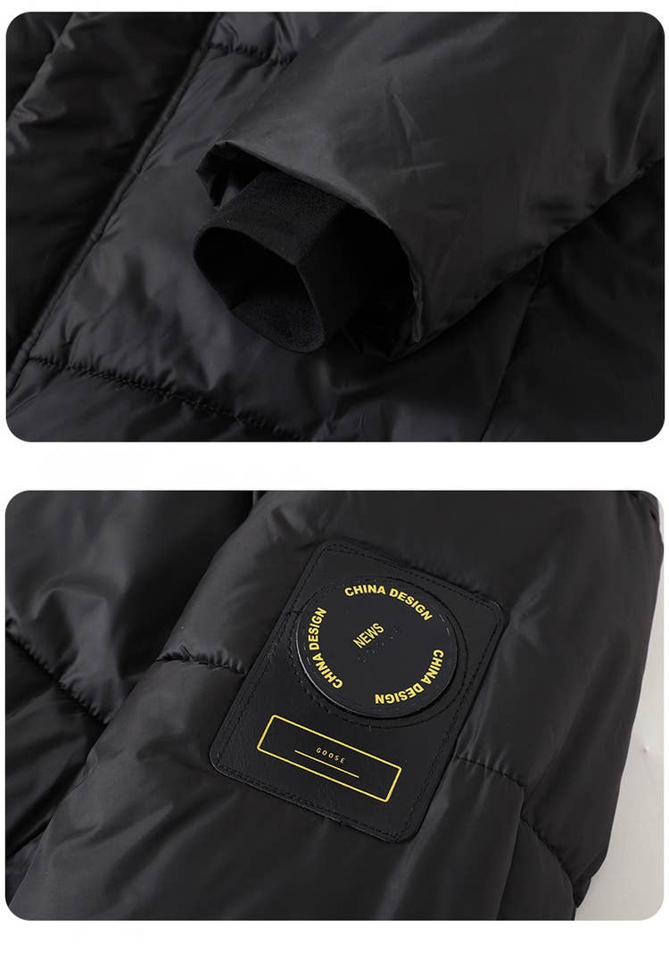 Knee-length,thick and loose cotton-padded jacket