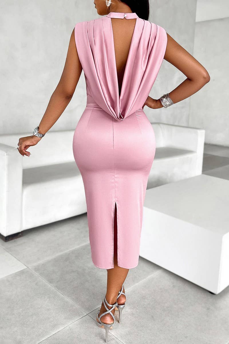 CWDMD4605_SPRING AND SUMMER V-NECK SEXY DRESS