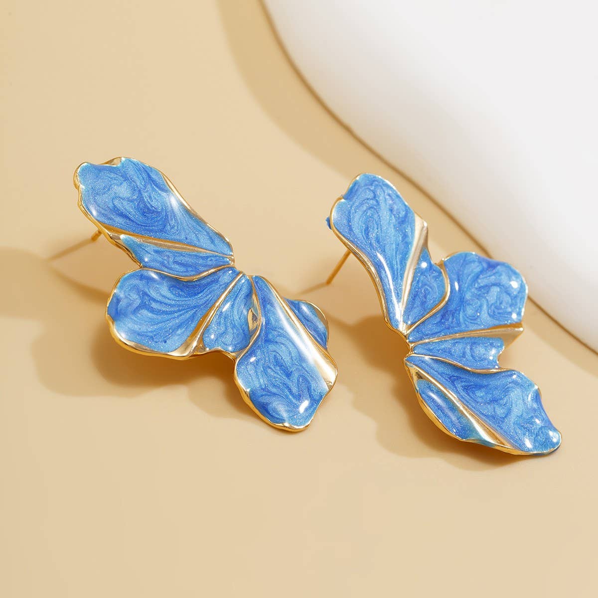 SWEET GRADIENT OIL DROP FLOWER ALLOY EARRINGS