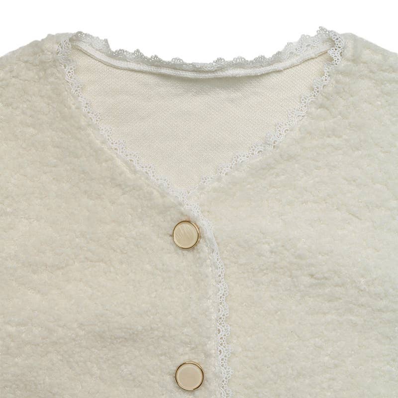 Lace lace patchwork single-breasted cardigan