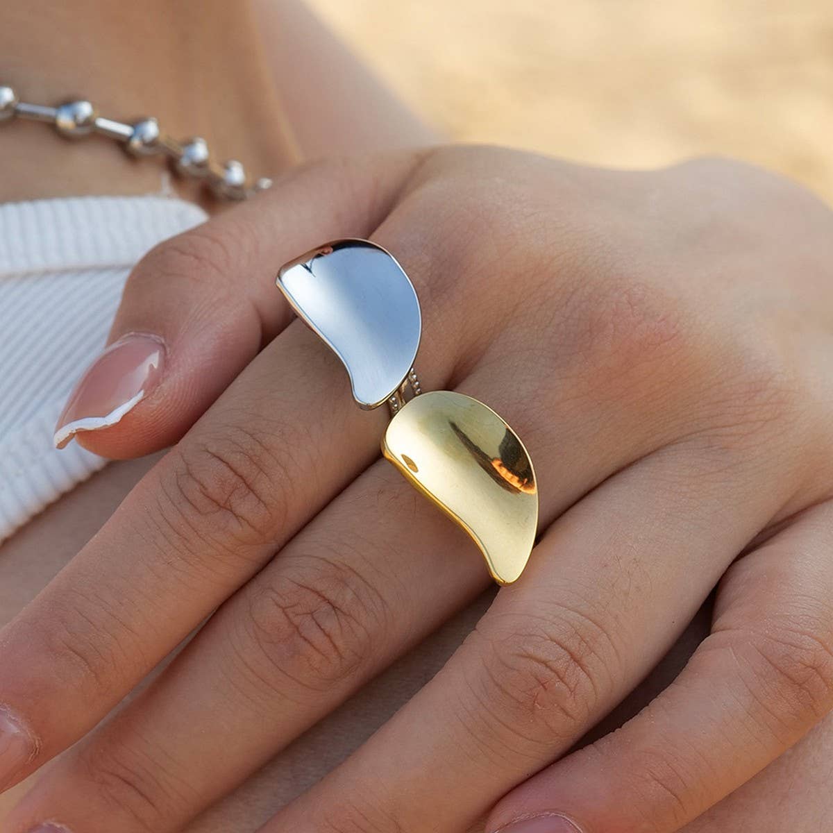 SIMPLE STAINLESS STEEL DROP-SHAPED RINGS_CWAJE1248