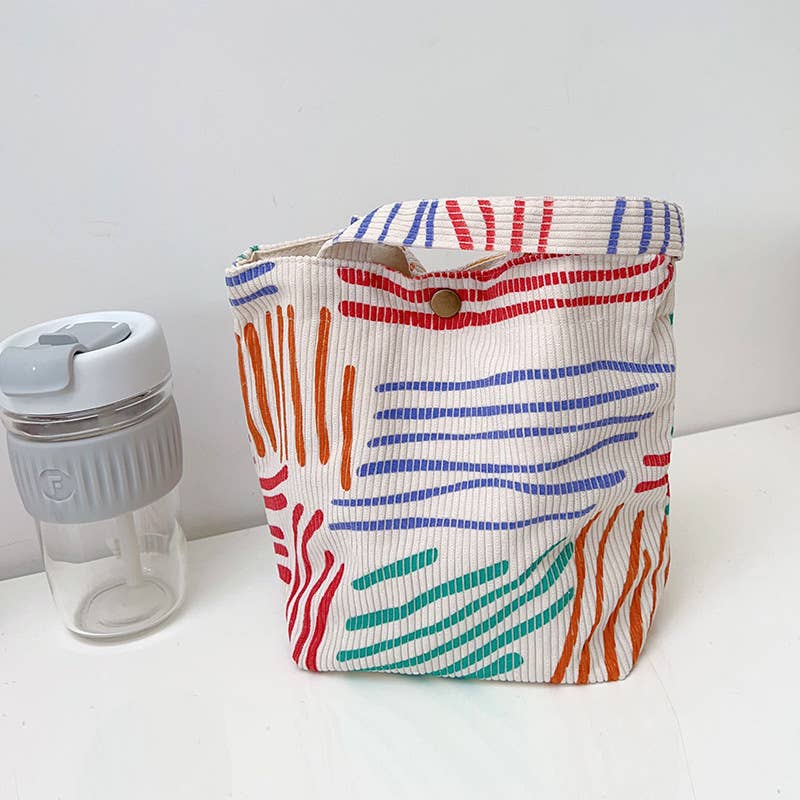 Colorful line fashionable color-blocking bag