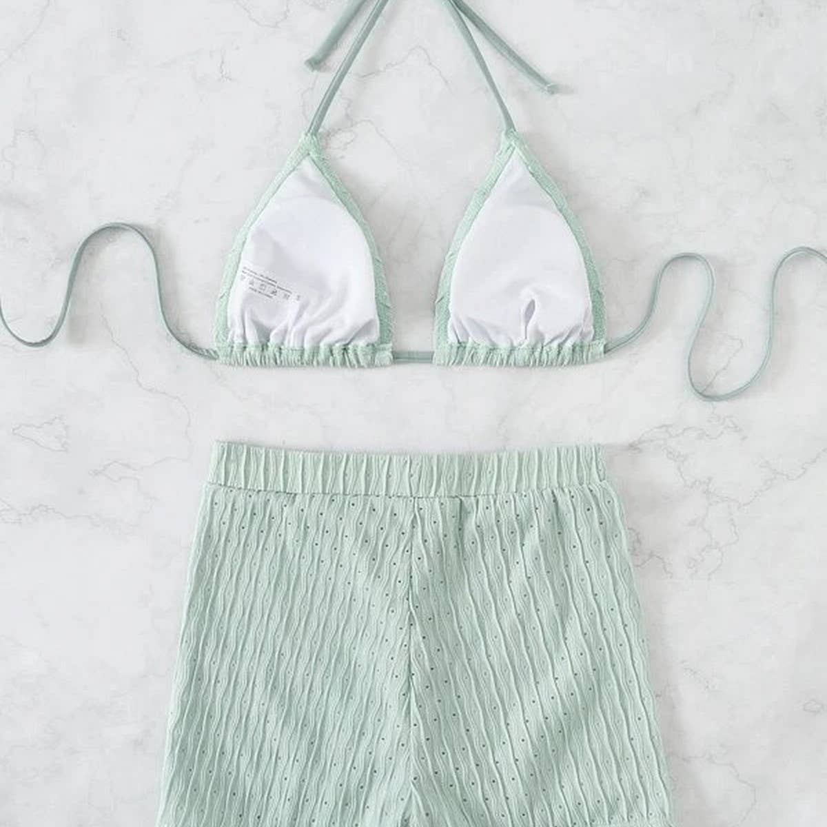 High Waist Bikini Set,Slimming Solid Color Swimsuit