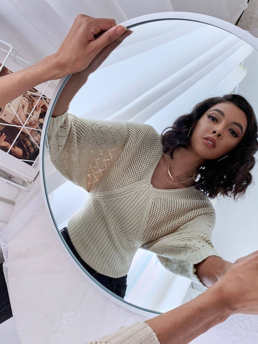 Hooded bat V-neck cinched waist sweater