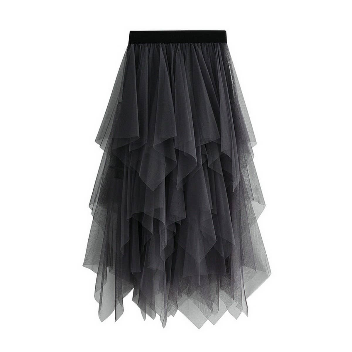 Asymmetrical Tulle High-Waist Midi Skirt_CWBMS0398