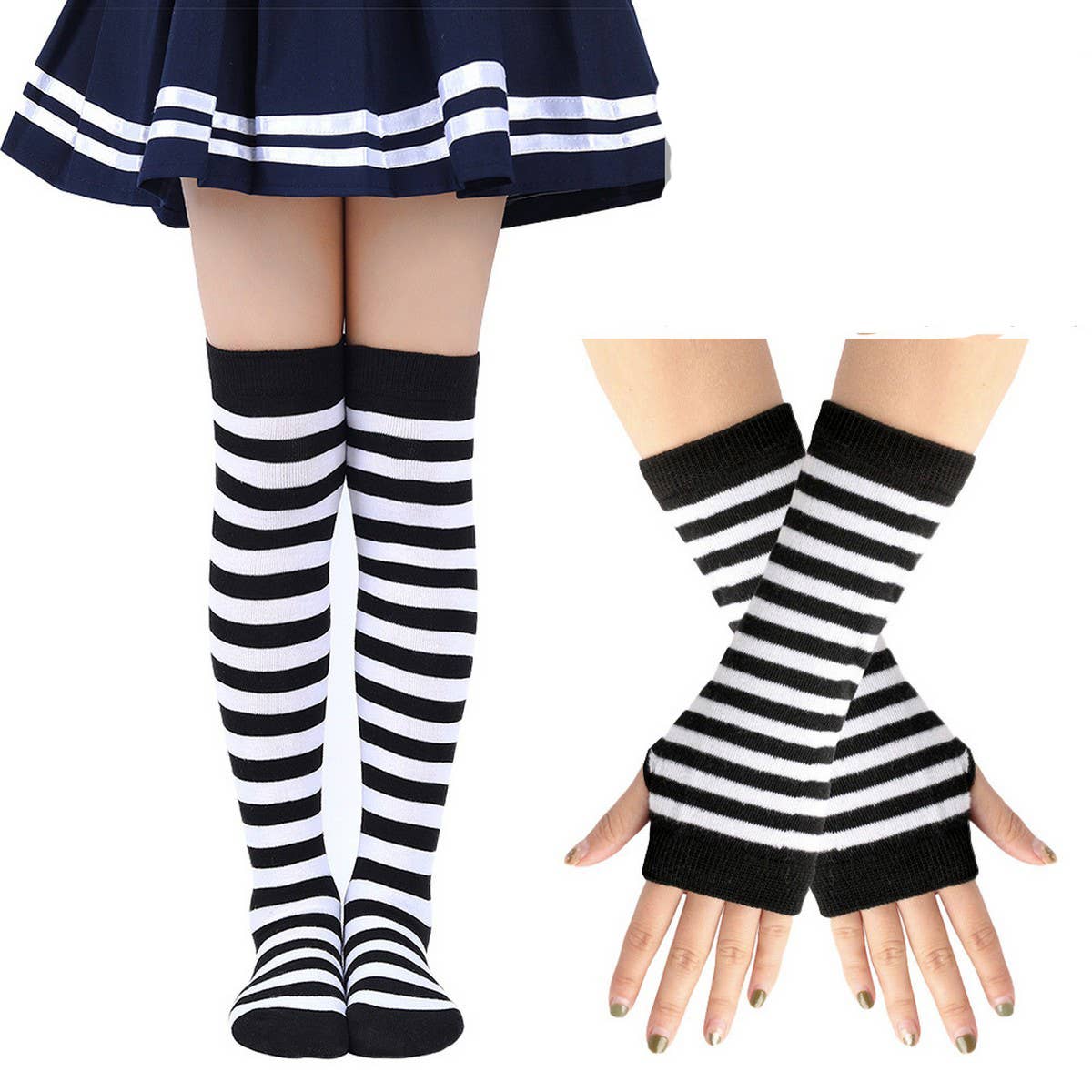 CWMM10061_KIDS KNIT STRIPED ARM & LEG WARMERS SET