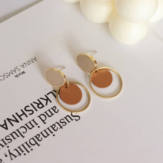DOUBLE GEOMETRIC ROUND VINTAGE EARRINGS