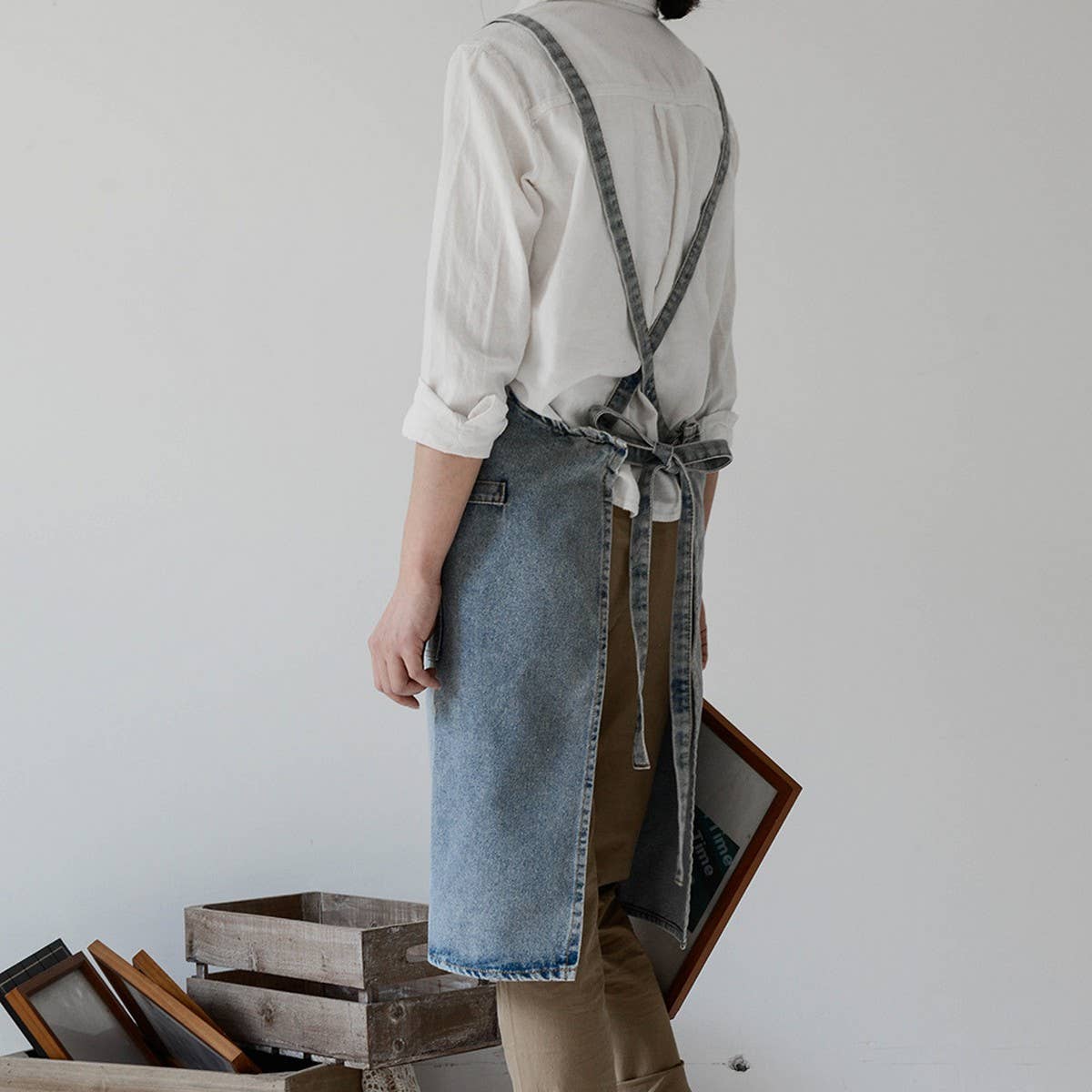 Cotton canvas denim Aprons with pockets vintage