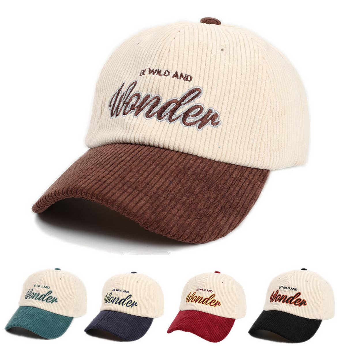 Corduroy Colorblock Baseball Cap - Unisex Hat CWAH1148