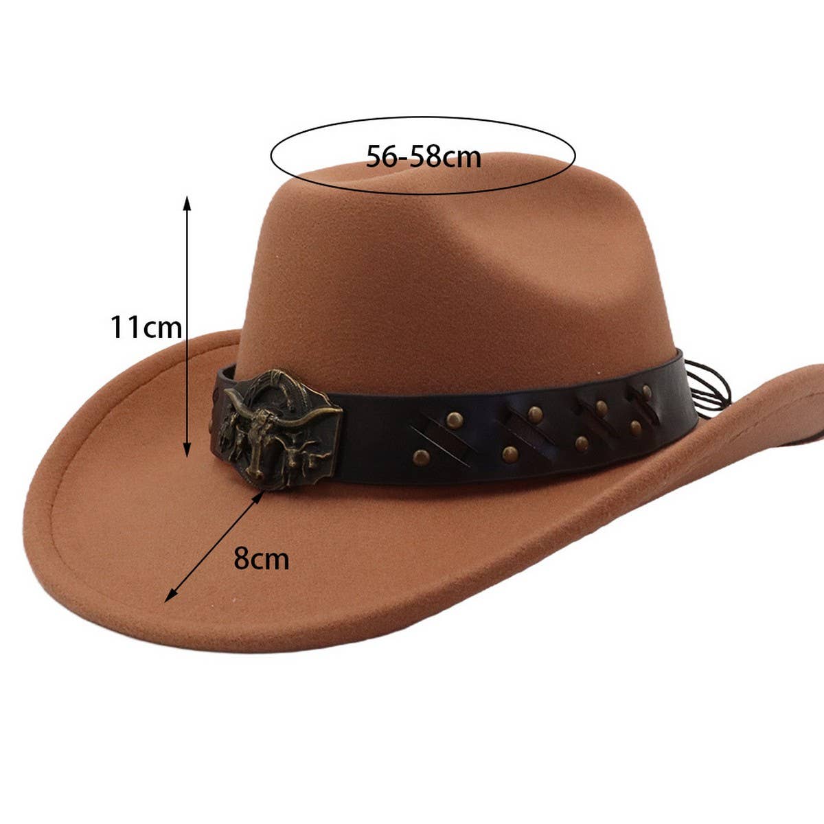 New Western Wool Fedora Hat with Ethnic Design_CWAH04499