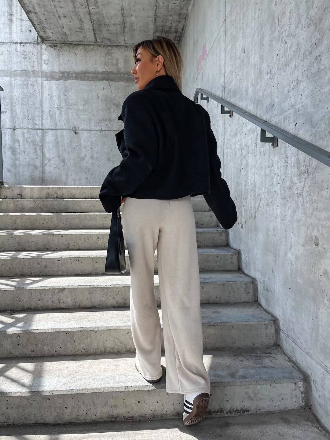 Wool oversized collar solid color coat