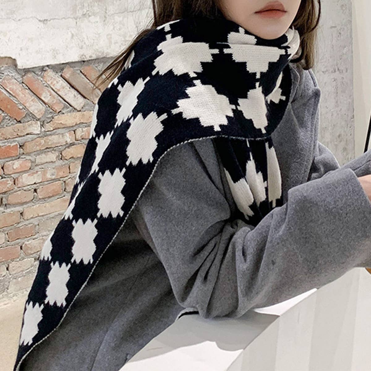 Knit Plaid Long Scarf for Women ? Fashion Wrap